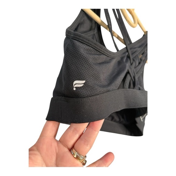 Fabletics Black Faye High Impact Sports Bra Criss Cross Mesh Overlay Workout - Picture 14 of 16